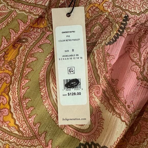 NWT BCBGeneration Paisley Retro Babydoll Mini Dress Women’s Size 8 Retail $128 - Picture 7 of 7